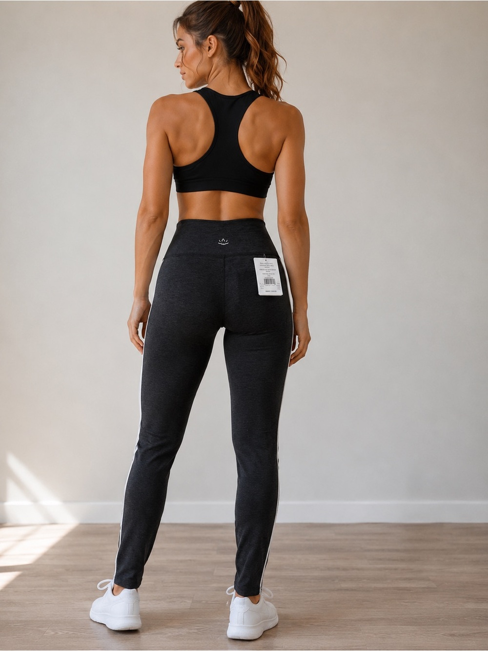 Beyond Yoga High-Waist Active Leggings in Charcoal/black